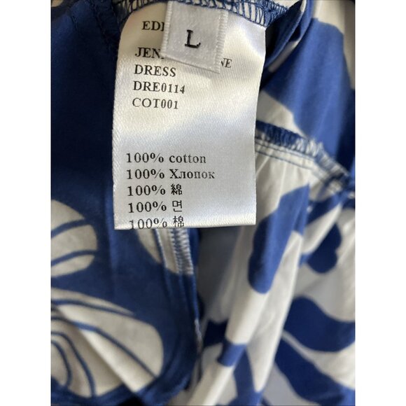 L La Double J Jennifer Jane Marea Blu Blue White Print Dress - Picture 5 of 6